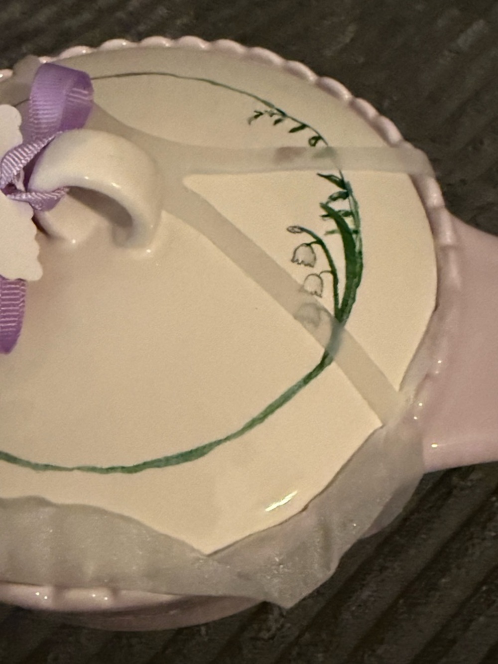 Rae Dunn Ceramic Covered Dish - Lilac & White- "Made With Love" - Picture 6 of 10